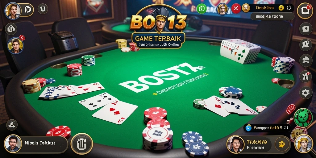 Tampilan antarmuka BOS13 dengan gameplay Poker yang seru.