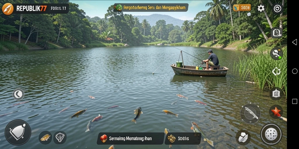 Tampilan gameplay REPUBLIK77 yang menarik dan penuh aksi memancing.